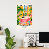 Greyhound in Bathtub Art Print Funny Matisse Style ポスター (ホームオフィス)