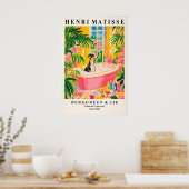 Greyhound in Bathtub Art Print Funny Matisse Style ポスター (キッチン)