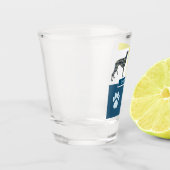 Greyhound / Lurcher Dog Silhouette & Pawグリッド ショットグラス (左)