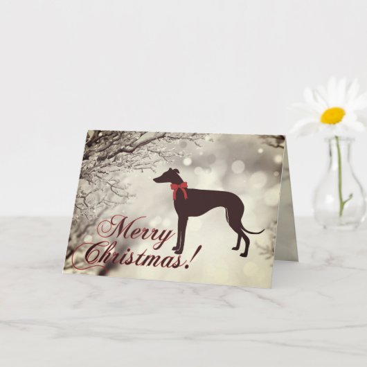 Greyhound Merry Christmas Greeting Card カード (小さな植物)