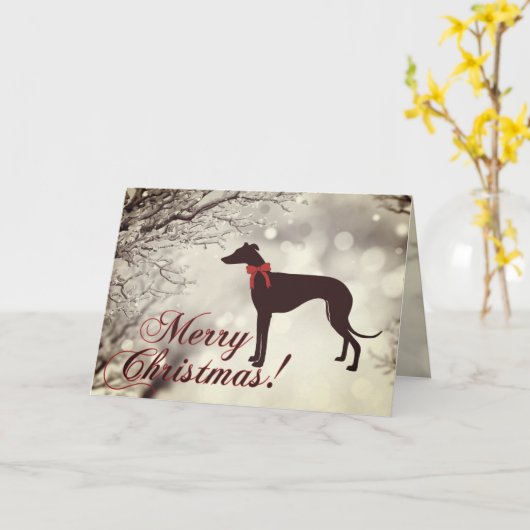 Greyhound Merry Christmas Greeting Card カード (黄色い花)