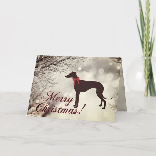 Greyhound Merry Christmas Greeting Card カード (正面)