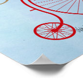 Greyhound on Red Penny Farthing Bike ポスター (角)