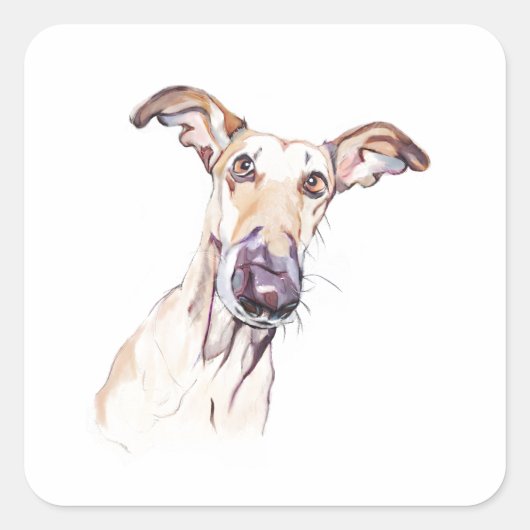 Greyhound Sticker, Laptop Dog Label スクエアシール (正面)