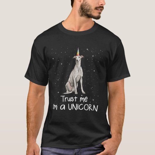 Greyhound Trust Me I m A Unicorn Dog Tシャツ (正面)