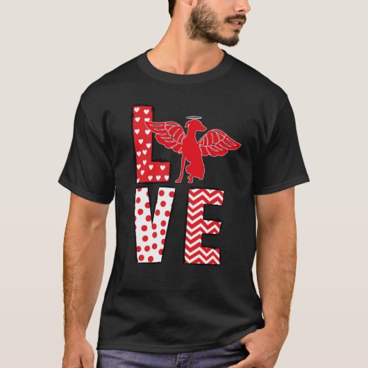 Greyhound Valentines Day Love Valentine Cute Heart Tシャツ (正面)