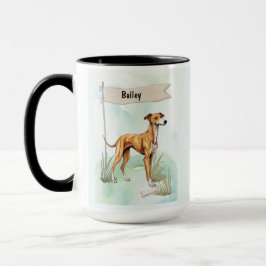 Greyhound Watercolor Personalized Dog マグカップ