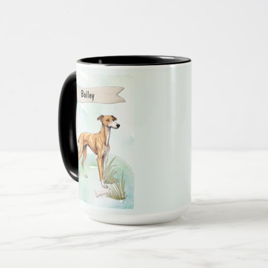 Greyhound Watercolor Personalized Dog マグカップ (正面左)