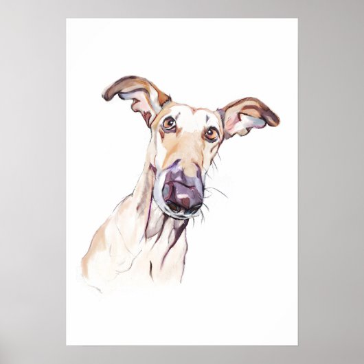 Greyhound Watercolor Poster, Wall Art Dog Lover ポスター (正面)