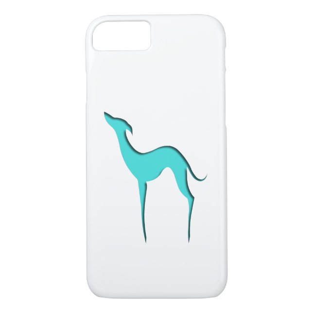 Greyhound/WhippetターコイズシルエットiPhone 7 Case-Mate iPhoneケース (裏面)