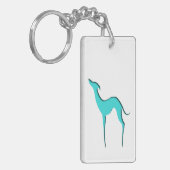 Greyhound/WhippetターコイズシルエットKeychain キーホルダー (正面左)