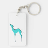 Greyhound/WhippetターコイズシルエットKeychain キーホルダー (裏面)