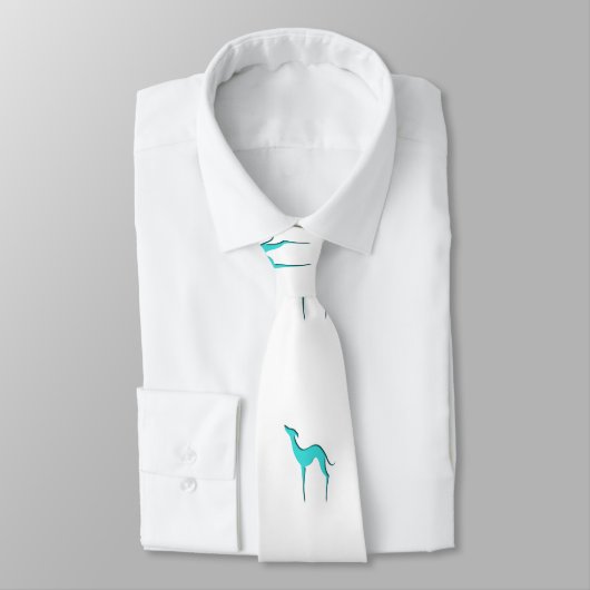Greyhound Whippet dog blue silhouette pattern ネクタイ (タイ)