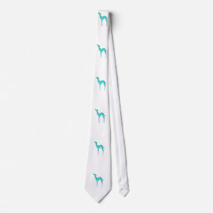 Greyhound Whippet dog blue silhouette pattern ネクタイ