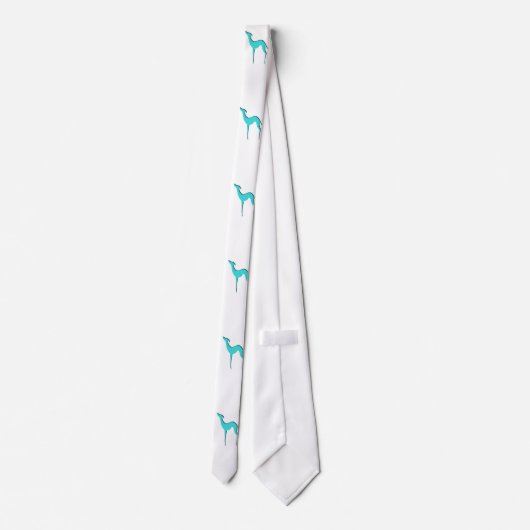 Greyhound Whippet dog blue silhouette pattern ネクタイ (裏面)