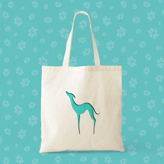 Greyhound Whippet dog Elegant turquoise silhouette トートバッグ