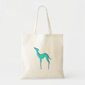 Greyhound Whippet dog Elegant turquoise silhouette トートバッグ (正面)