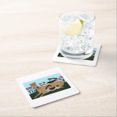 Greyhound with bunnies スクエアペーパーコースター (インサイチュ)