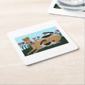 Greyhound with bunnies スクエアペーパーコースター (アングル)