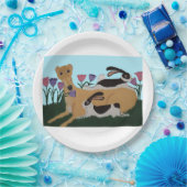 Greyhound with bunnies ペーパープレート (パーティー)