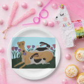 Greyhound with bunnies ペーパープレート (パーティー)