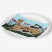 Greyhound with bunnies ペーパープレート (アングル)