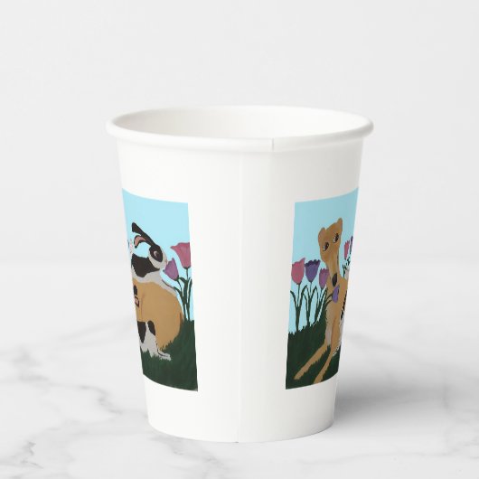 Greyhound with Bunnies Paper Cups 紙コップ (右)
