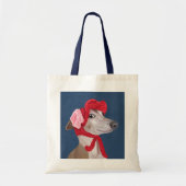 Greyhound with Red Wooly Hat トートバッグ (正面)