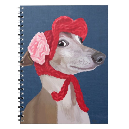Greyhound with Red Wooly Hat ノートブック (正面)