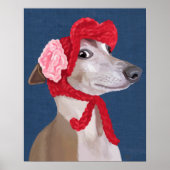 Greyhound with Red Wooly Hat ポスター (正面)