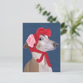 Greyhound with Red Wooly Hat ポストカード (スタンド正面)