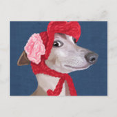 Greyhound with Red Wooly Hat ポストカード (正面)