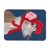 Greyhound with Red Wooly Hat マグネット (横)
