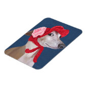 Greyhound with Red Wooly Hat マグネット (左側)