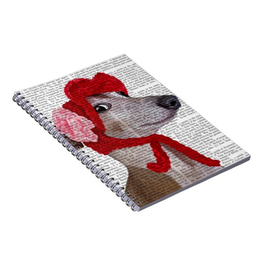 Greyhound with Red Wooly Hat 2 ノートブック (右側)