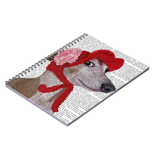 Greyhound with Red Wooly Hat 2 ノートブック (左側)