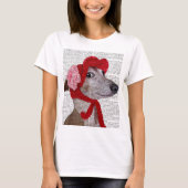 Greyhound with Red Wooly Hat 2 Tシャツ (正面)