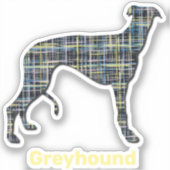 Greyhound Yellow & Blue Grid Lines カスタムSticker シール (正面)