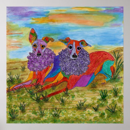 Greyhoundsイタリアン Poster 19" x 13" （カスタマイズ可能） ポスター (正面)