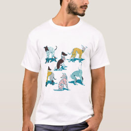 Greyhounds dogwalk //ターコイズ背景犬 tシャツ