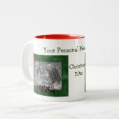 Greyhounds Pulting Sleigh Christmas写真 ツートーンマグカップ (正面左)