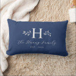 Greyish Blue Personalized Family Name Monogram ランバークッション<br><div class="desc">This design feature the family monogram,  name and year establish on the front and "Home Sweet Home" on the back. This simple stylish pillow is a perfect additional to your family room decoration. It is also a perfect gift for house warming,  newlywed couple and family gift.</div>