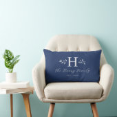 Greyish Blue Personalized Family Name Monogram ランバークッション (椅子)