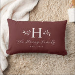 Greyish Red Personalized Family Name Monogram ランバークッション<br><div class="desc">This design feature the family monogram,  name and year establish on the front and "Home Sweet Home" on the back. This simple stylish pillow is a perfect additional to your family room decoration. It is also a perfect gift for house warming,  newlywed couple and family gift.</div>