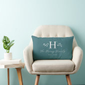 Greyish Turquoise Personalized Last Name Monogram ランバークッション (椅子)