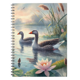 Greylag Geese on the Water - Spiral Notebook ノートブック