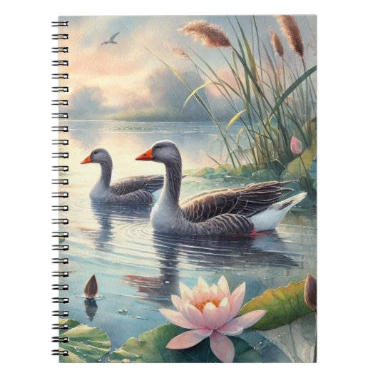 Greylag Geese on the Water - Spiral Notebook ノートブック (正面)