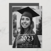 Greyscale写真の卒業発表 招待状 (正面/裏面)