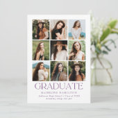 Grid モダン Purple 9フォトコラージュ卒業 案内状 (スタンド正面)