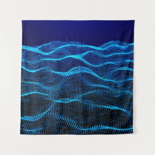 Grid dots Abstract landscape background. Cyberspac タペストリー (正面)